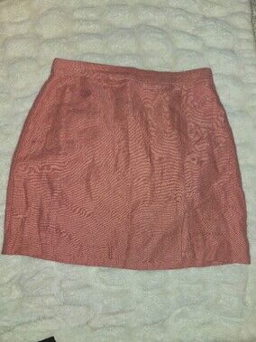 Wilfred Aritzia Patio Linen Mini Skirt [8] Terracotta Rust Red Tencel Blend